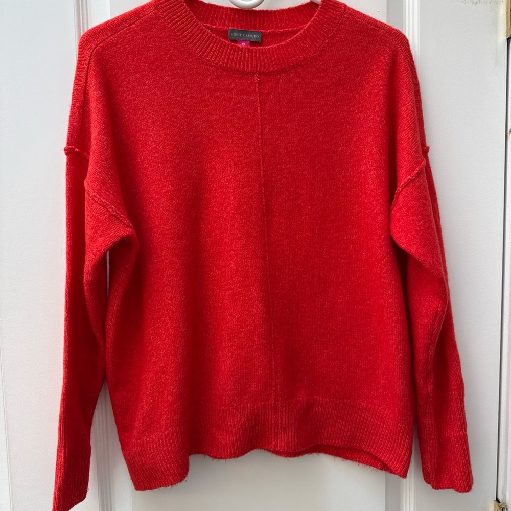 Vince Camuto Red Crew relax fit drop shoulder crew Neck Sweater XS